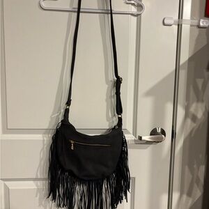 Black Fringe Crossbody Bag